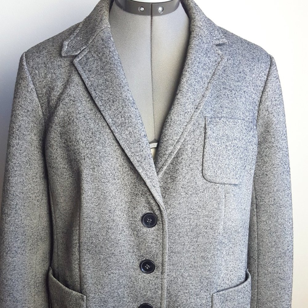 Talbots Petite Wool Blazer Women's 14P Gray Grey Business Casual